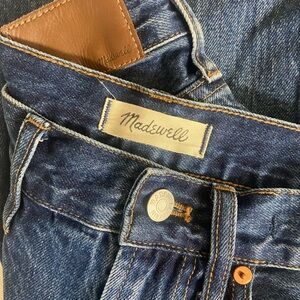 Madewell Women's Blue Denim Jeans with Leather Detail